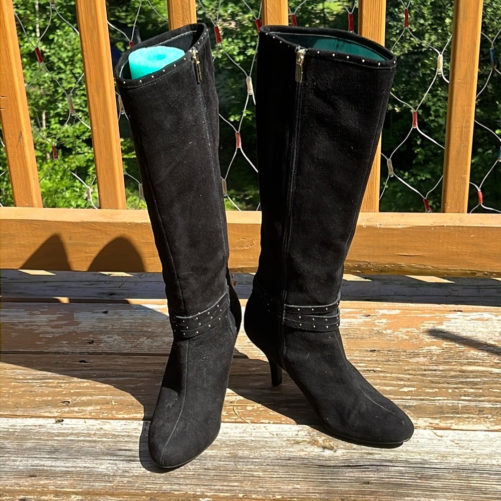 Tall Black Suede Boots
